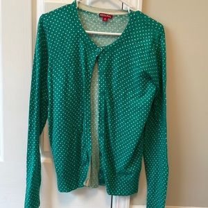 Green polka dot cardigan